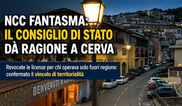 Licenze NCC revocate a Cerva, il Consiglio di Stato conferma la decisione del Comune