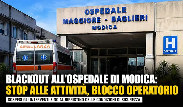 Blackout all’Ospedale Maggiore-Baglieri di Modica, sospese le attività chirurgiche