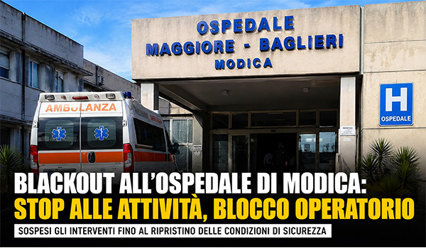 Blackout all’Ospedale Maggiore-Baglieri di Modica, sospese le attività chirurgiche