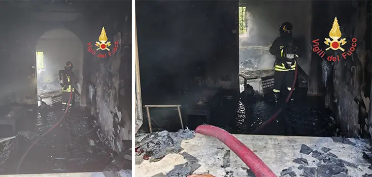 Incendio in abitazione nel Comune di Amaroni: intervento dei Vvf di Catanzaro