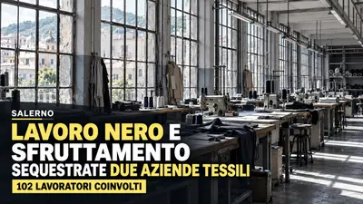 Salerno, sfruttamento e lavoro nero in due aziende tessili: sequestri e 102 lavoratori coinvolti