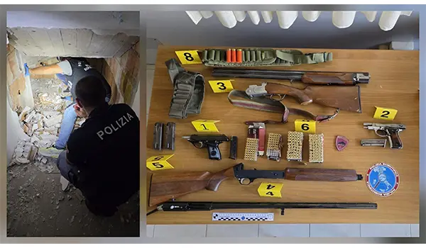 Catanzaro, blitz della Polizia di Stato a Viale Isonzo: armi e droga nascosti in un vano murato (Video)