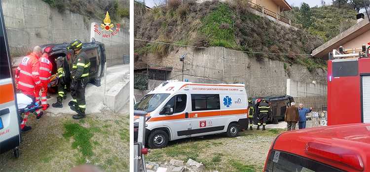 Incidente stradale a Catanzaro: auto si ribalta, conducente estratta dai Vvf