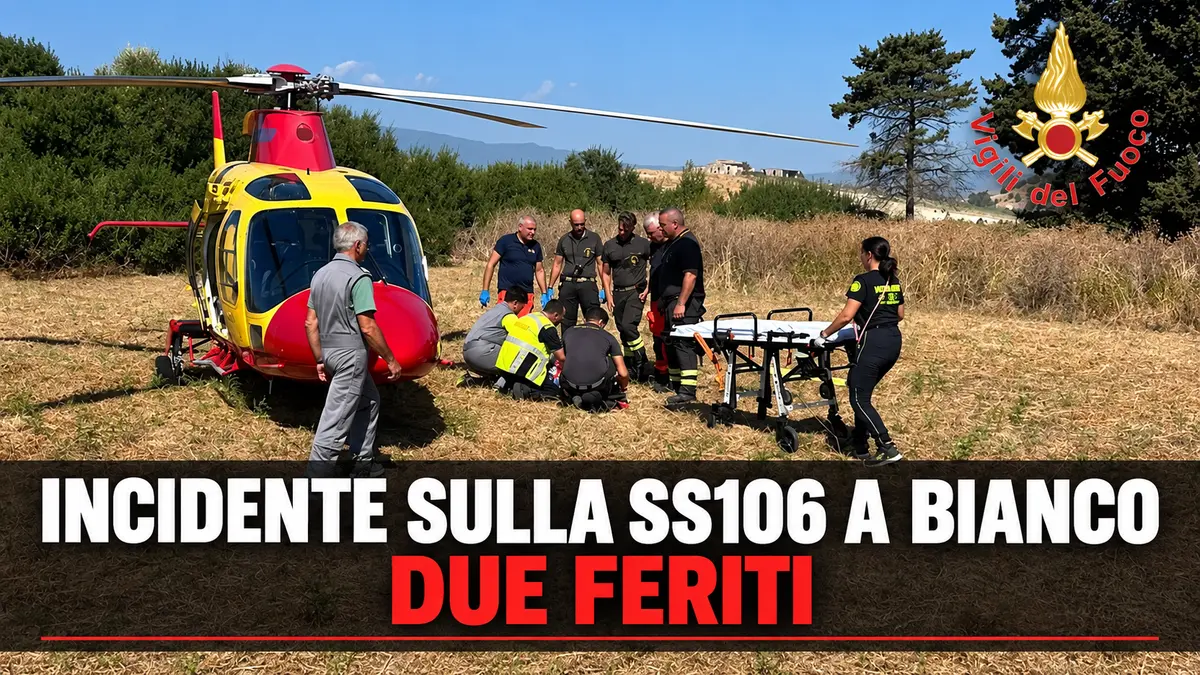 Incidente sulla SS106 a Bianco, due feriti: donna incinta trasferita in elisoccorso