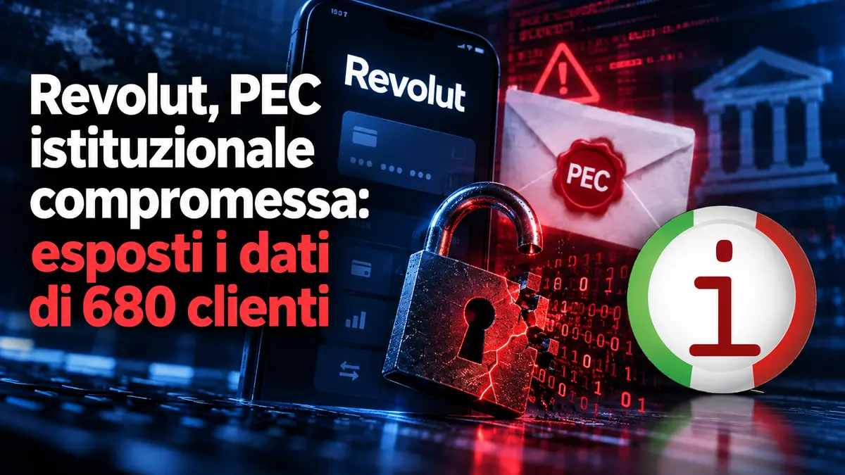 Revolut, falsa richiesta da una PEC istituzionale espone i dati di 680 clienti
