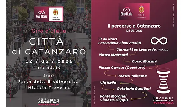 Giro d’Italia 2026 a Catanzaro: percorso cittadino, orari e dettagli della tappa Catanzaro–Cosenza