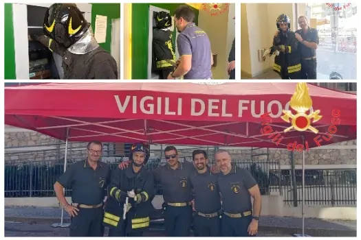Lamezia, gattino incastrato in un bancomat salvato dai Vvf durante la festa patronale