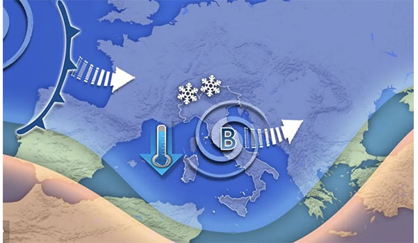 Meteo Italia: nuova ondata di maltempo con piogge, vento forte e neve in montagna fino a venerdì