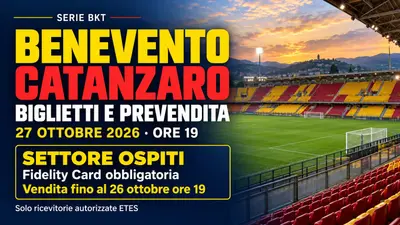 Calcio Benevento-Catanzaro biglietti e settore ospiti tutte le indicazioni per la sfida del Vigorito