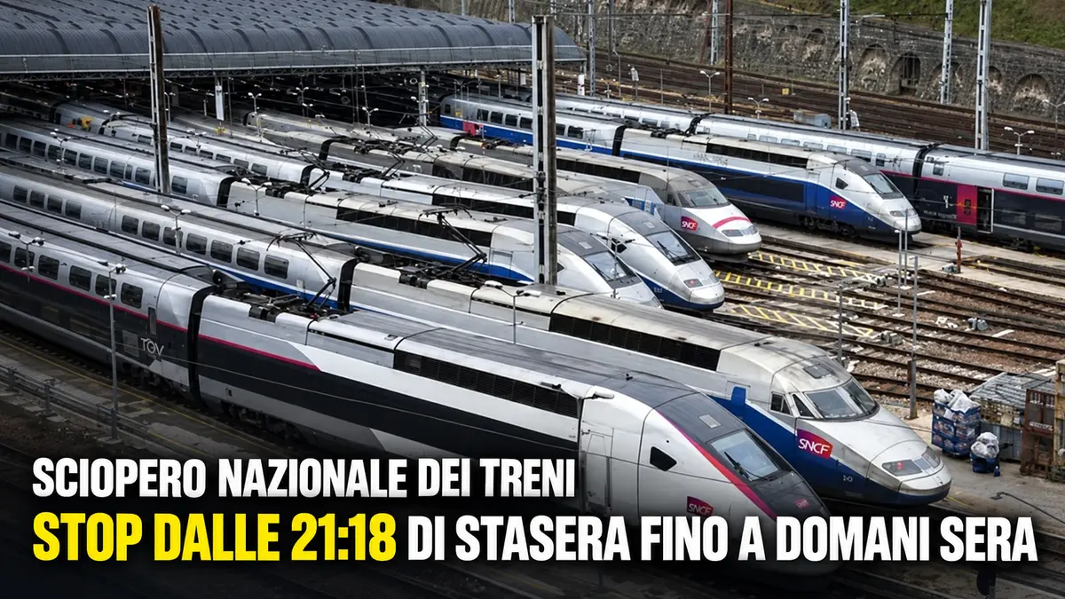 Sciopero nazionale dei treni: stop dalle 21:18 di stasera fino a domani sera