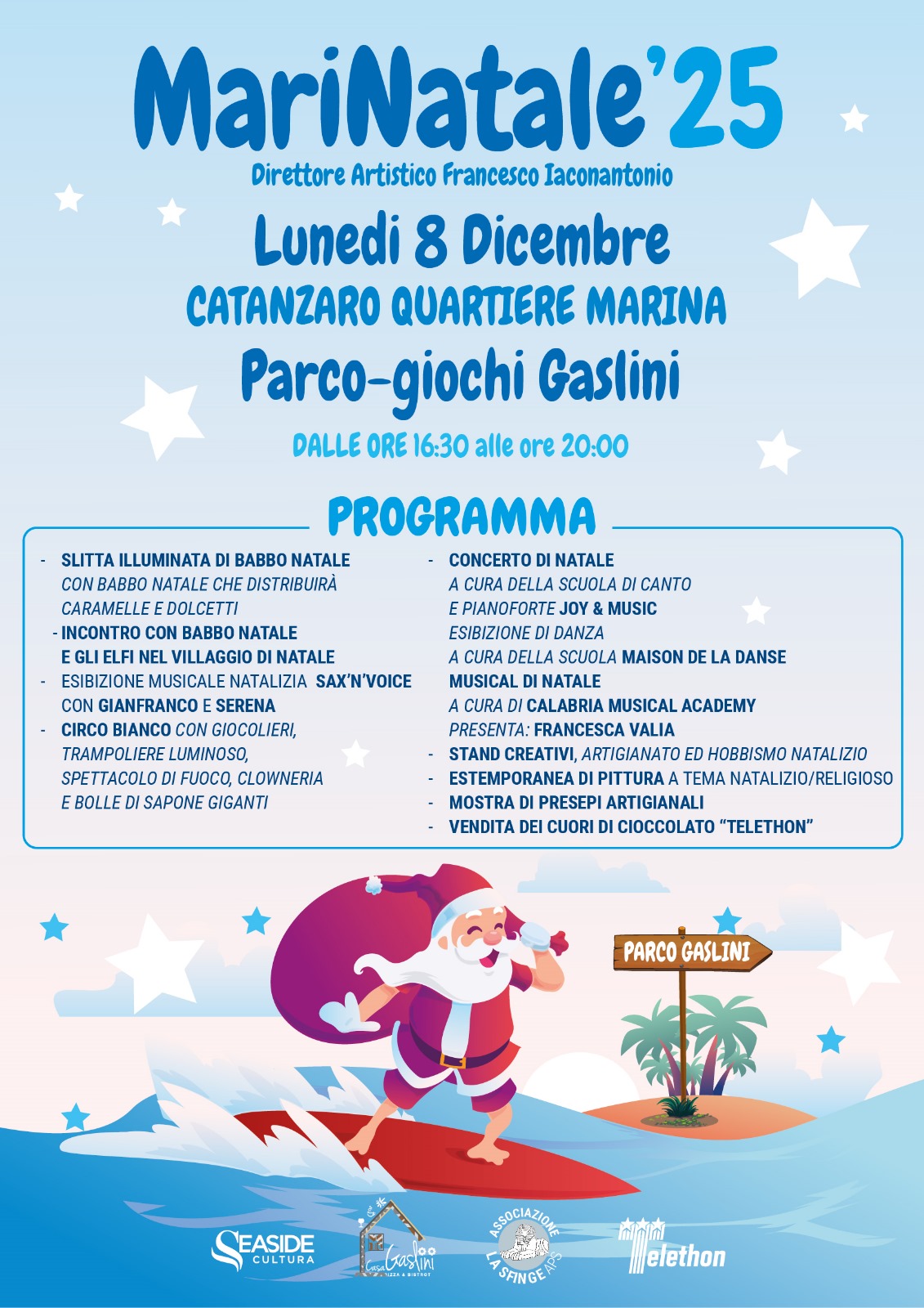15^ Edizione di MariNatale (lunedì 8 dicembre, all'interno del parco-giochi Gaslini, quartiere marinaro di Catanzaro)