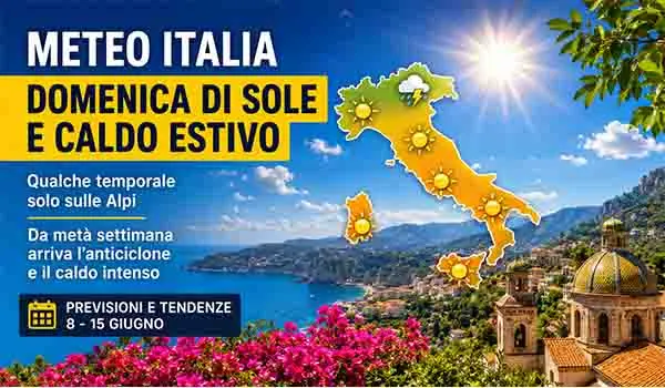 Meteo Italia, domenica di sole e caldo estivo poi torna l’anticiclone