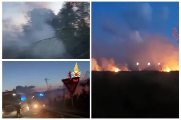 Lamezia Terme, incendio all’ex zuccherificio: bruciati 10 ettari