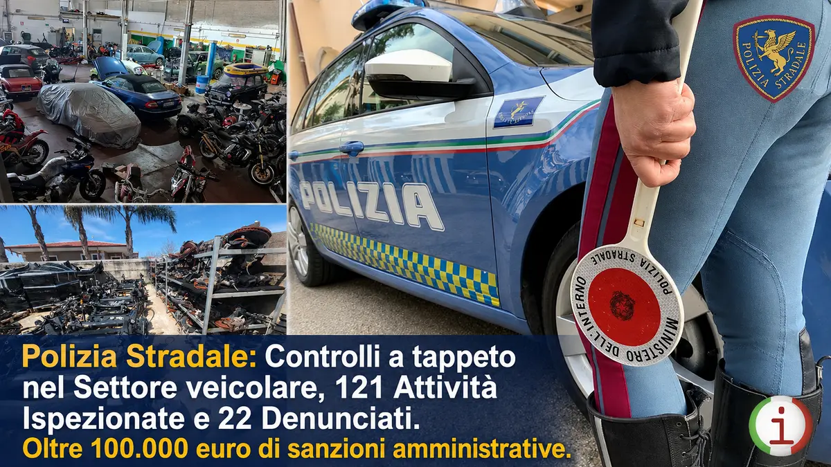 Polizia Stradale, controlli nel settore automobilistico in Calabria: 22 denunce e sanzioni per oltre 100mila euro