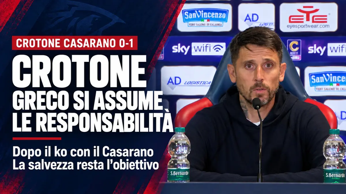 Crotone, Greco si assume le responsabilità e indica la strada per uscire dalla crisi. Video