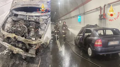 Catanzaro, auto in fiamme nella galleria Sansinato SS 280 riaperta dopo i soccorsi