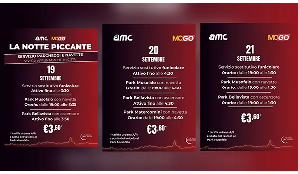 La Notte Piccante 2025: servizi parcheggi, navette e funicolare sostitutiva