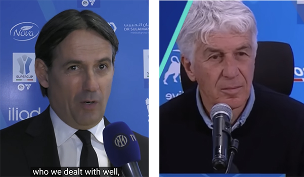 Supercoppa: Le dichiarazioni di Simone Inzaghi e Gian Piero Gasperini dopo Inter-Atalanta 2-0 (Video)