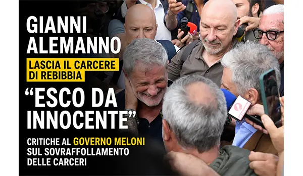 Gianni Alemanno lascia il carcere di Rebibbia: “Esco da innocente”, critiche al governo sul tema delle carceri