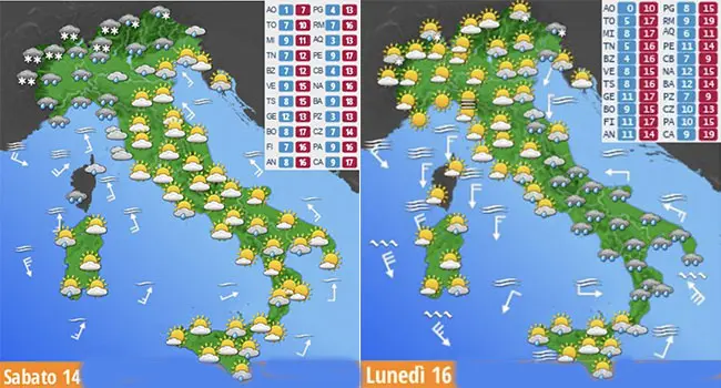Meteo Italia: forte perturbazione nel weekend con piogge intense e neve anche a bassa quota