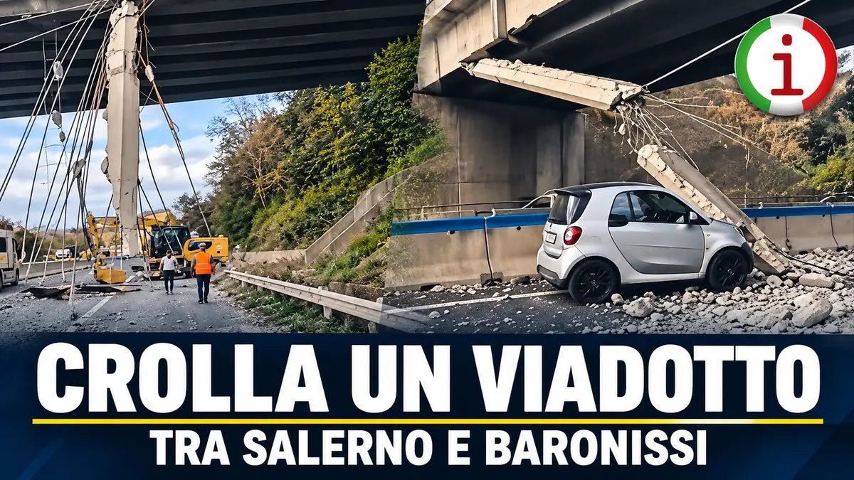 Salerno Avellino, cedono parti del viadotto e colpiscono un’auto