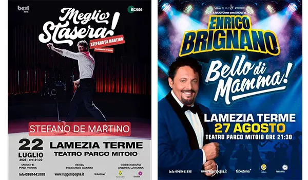 Stefano De Martino ed Enrico Brignano tra i grandi eventi dell’estate al Teatro Parco Mitoio di Lamezia Terme