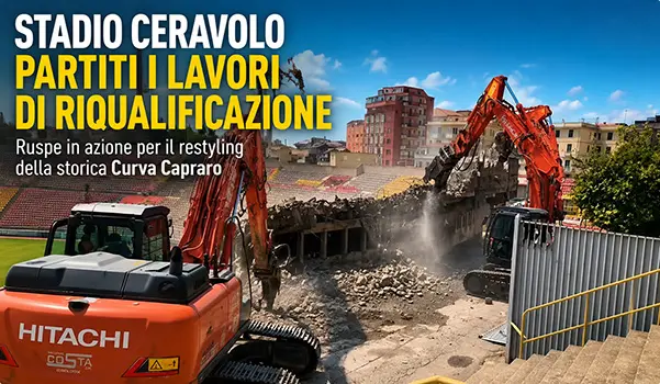 Stadio Ceravolo, Ass. Squillace: «Lavori al via, ruspe in azione e cronoprogramma da rispettare. Video