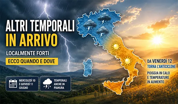 Meteo Italia, nuovi temporali tra mercoledì e giovedì poi arriva la svolta anticiclonica