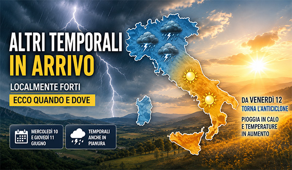Meteo Italia, nuovi temporali tra mercoledì e giovedì poi arriva la svolta anticiclonica