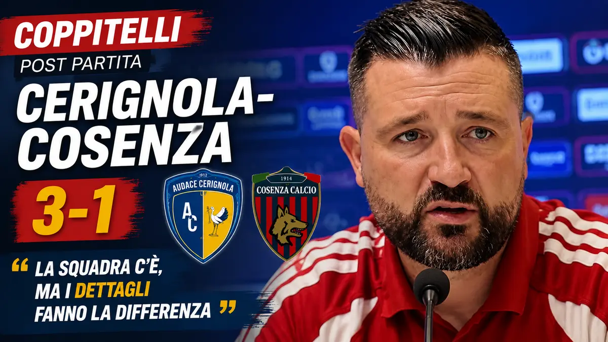 Cerignola-Cosenza 3-1, Coppitelli analizza il ko: «La squadra c’è, ma i dettagli fanno la differenza»