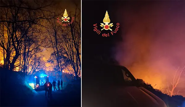 Incendio tra Martirano Antico e Conflenti, notte di lavoro per i Vvf