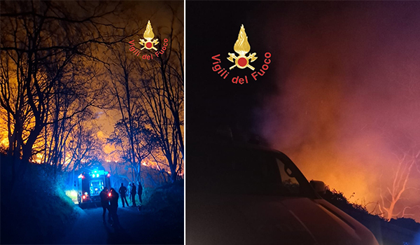 Incendio tra Martirano Antico e Conflenti, notte di lavoro per i Vvf