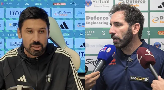 Virtus Entella-Bari 2-2: le parole di mister Chiappella e Fabio Caserta nel post partita