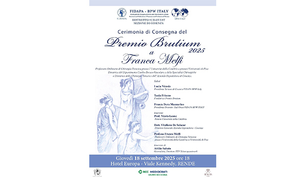 La Fidapa BPW Italy sezione di Cosenza presenta la 13ª edizione del Premio Brutium