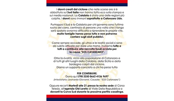 Oltre il calcio: Ultras Cosenza 1928, nemici nei colori e solidali nel dolore