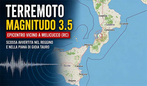 Terremoto in Calabria oggi, scossa di magnitudo 3.5 nel Reggino: epicentro vicino a Melicucco