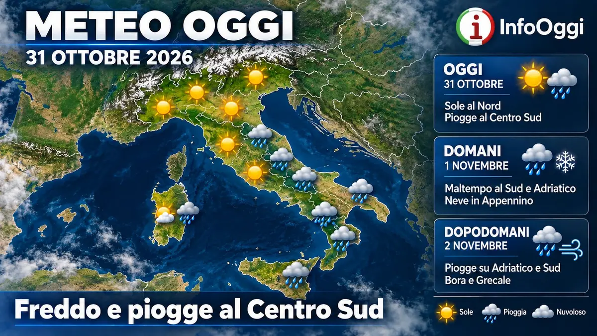 Meteo Ognissanti 2026 freddo e piogge al Centro Sud con neve in Appennino