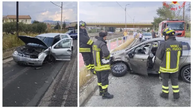 Incidente stradale a Catanzaro, Vvf estraggono conducente intrappolato: due feriti