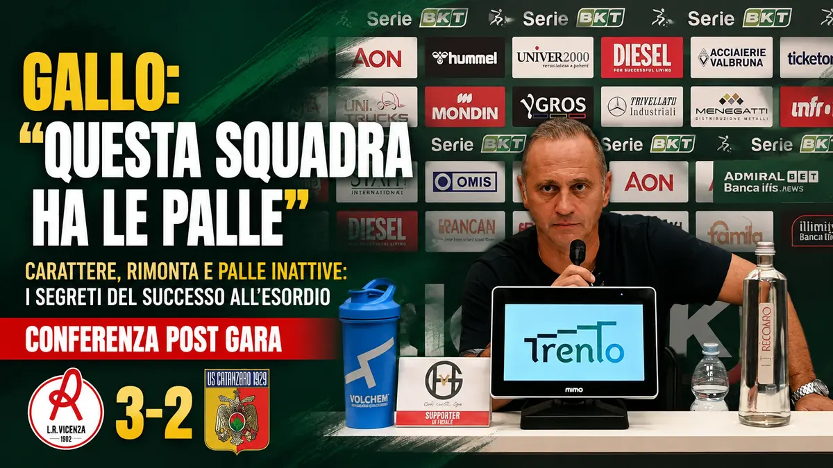 Vicenza Catanzaro 3-2 Gallo esalta la rimonta e spiega la svolta tattica su Iemmello. Video