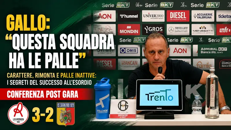 Vicenza Catanzaro 3-2 Gallo esalta la rimonta e spiega la svolta tattica su Iemmello. Video
