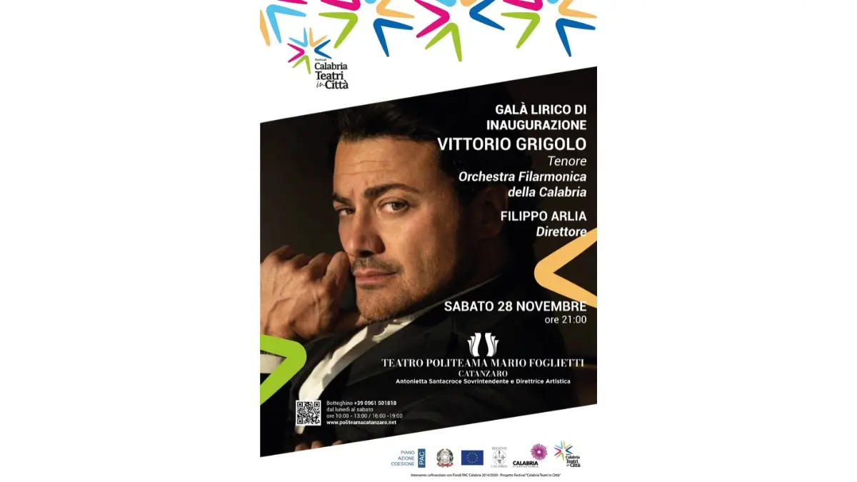 Politeama Catanzaro, da Vittorio Grigòlo a Tosca: la grande musica in abbonamento