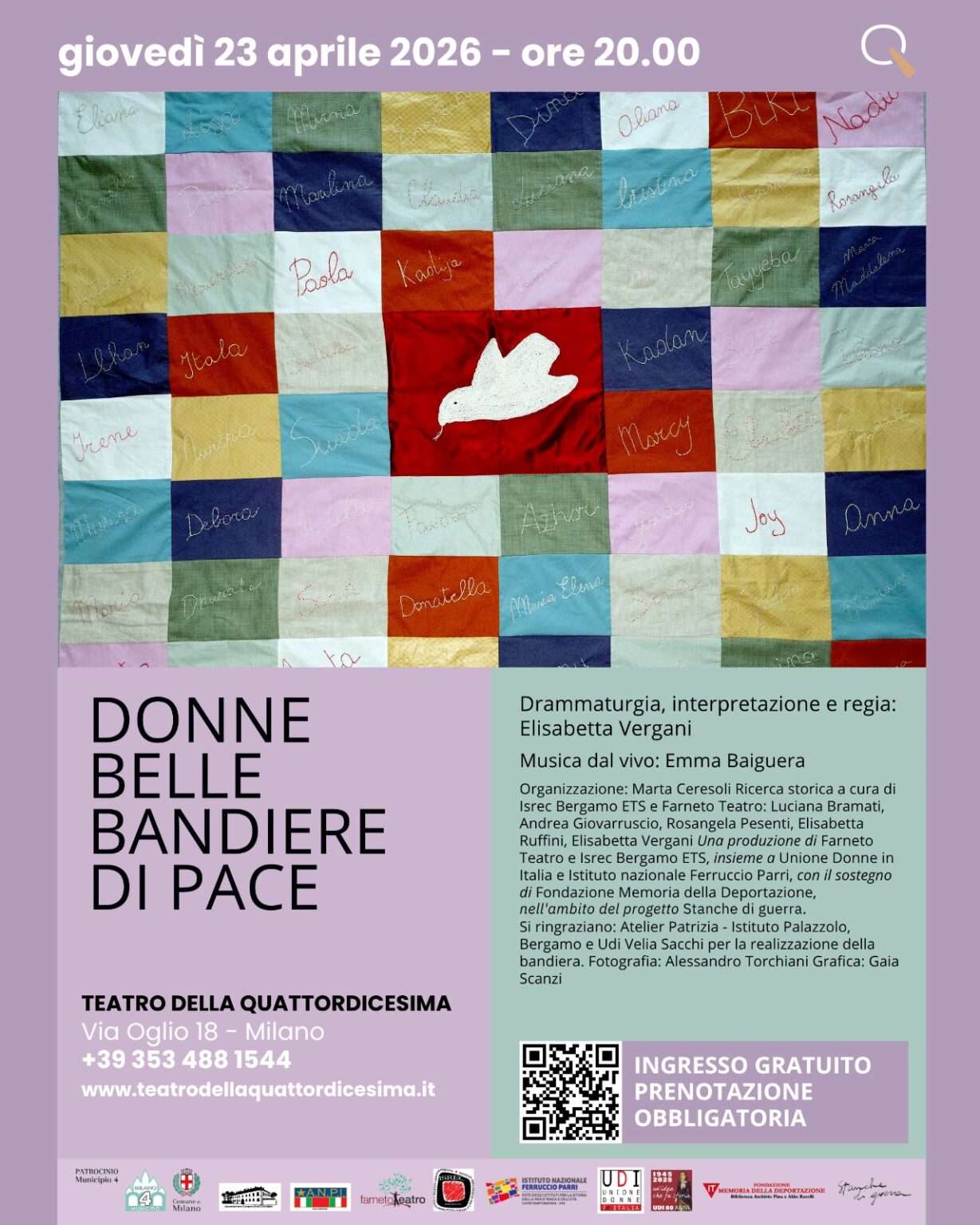 Al Teatro della Quattordicesima, la forza delle donne si fa storia: in scena “Donne Belle Bandiere di Pace”