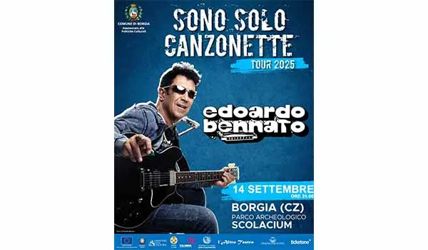 Il grande Edoardo Bennato in concerto a Scolacium: gran finale per “Borgia Summer Vibes”