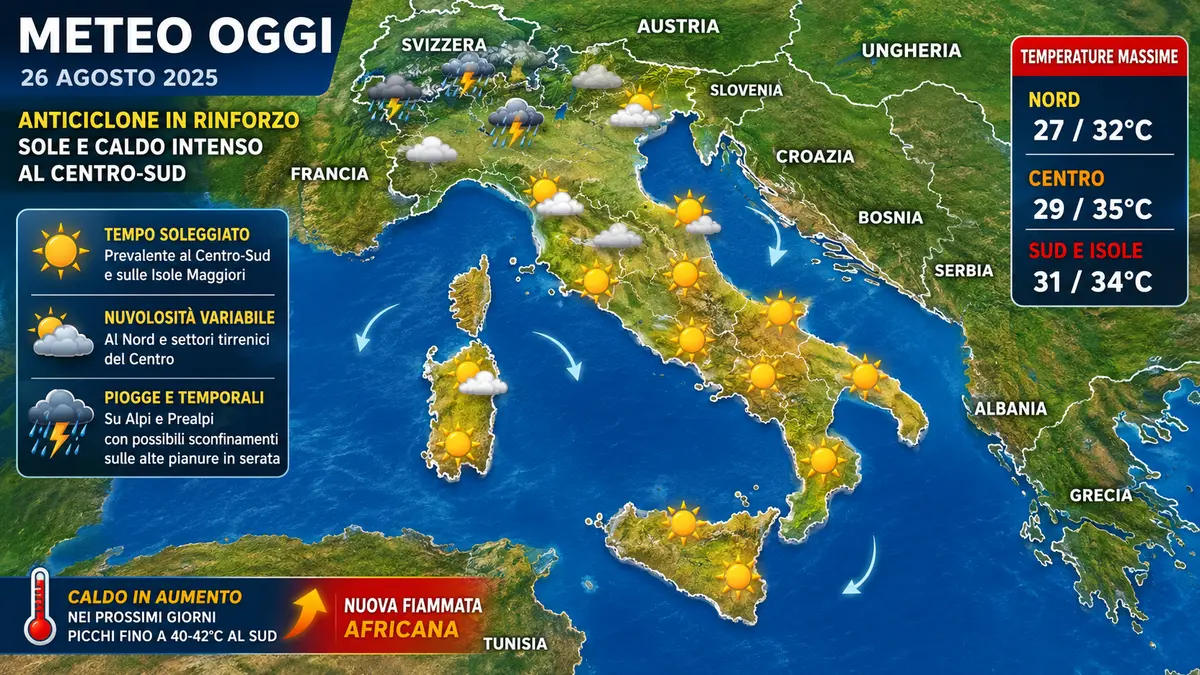 Meteo Italia, nuova fiammata africana: caldo fino a 42°C al Sud, poi cambia tutto a settembre