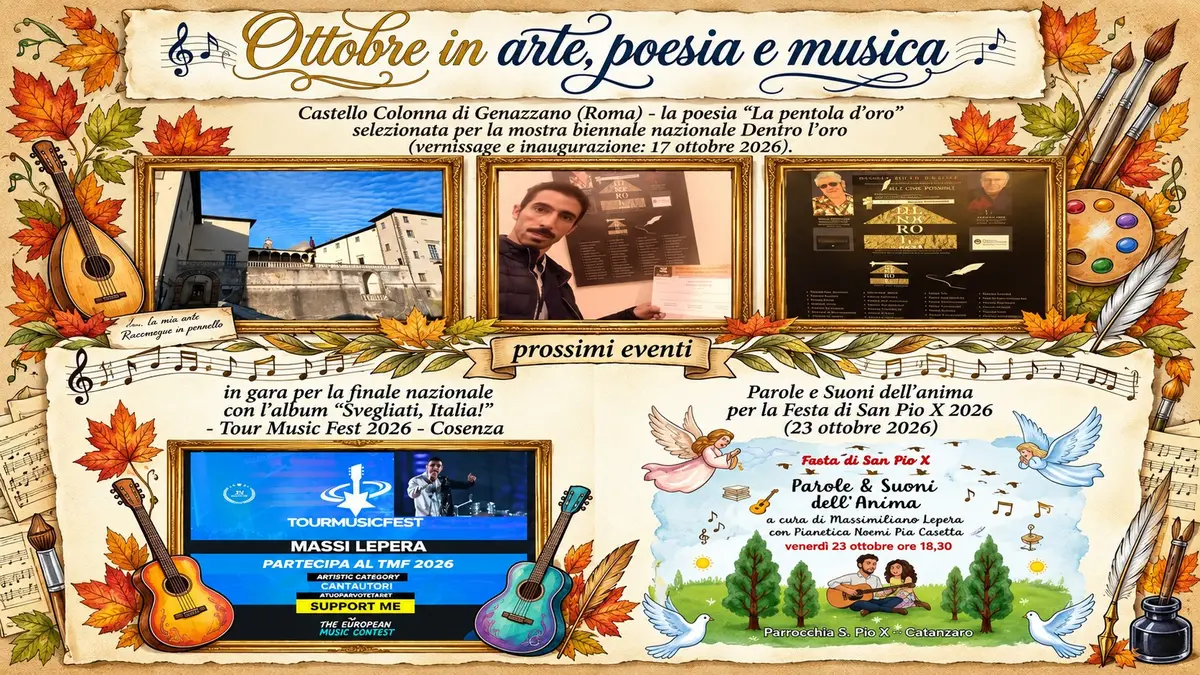 Ottobre in arte, poesia e musica per Massimiliano Lepera