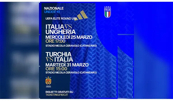 Italia Under 19 a Catanzaro al Ceravolo biglietti gratis per le sfide decisive