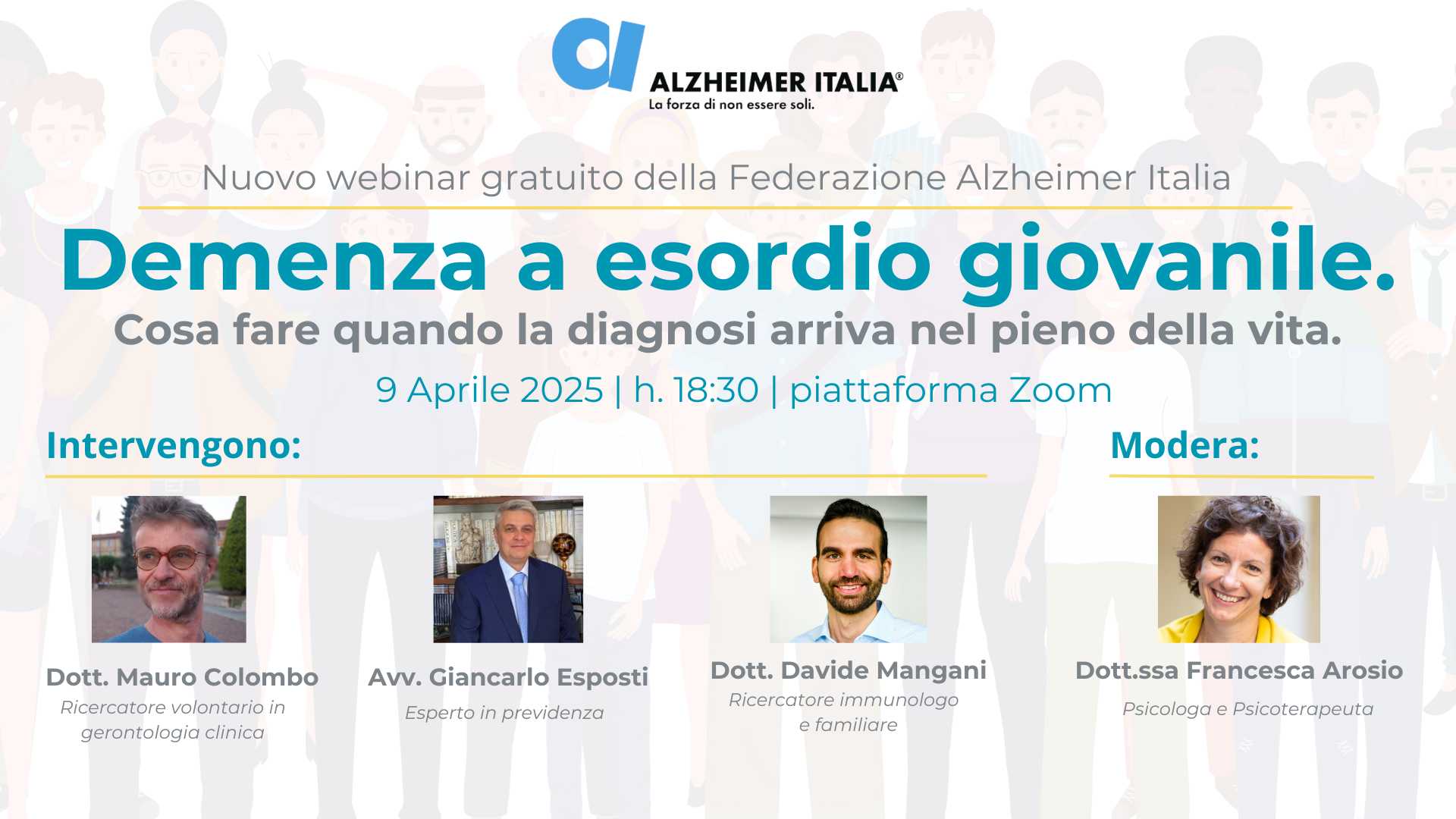 Demenza a esordio giovanile: informazioni e consigli nel webinar gratuito di Federazione Alzheimer Italia