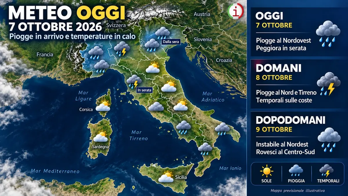Meteo Italia piogge e temporali dal 7 ottobre con miglioramento nel weekend