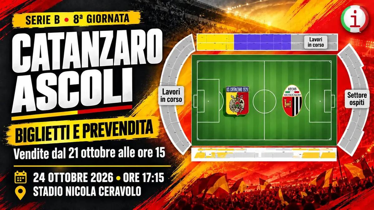 Calcio Catanzaro-Ascoli biglietti e prevendita per il Ceravolo tutte le informazioni sulla sfida