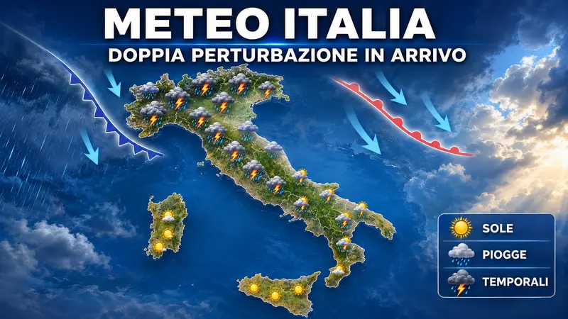 Meteo Italia, doppia perturbazione in arrivo con temporali e calo delle temperature